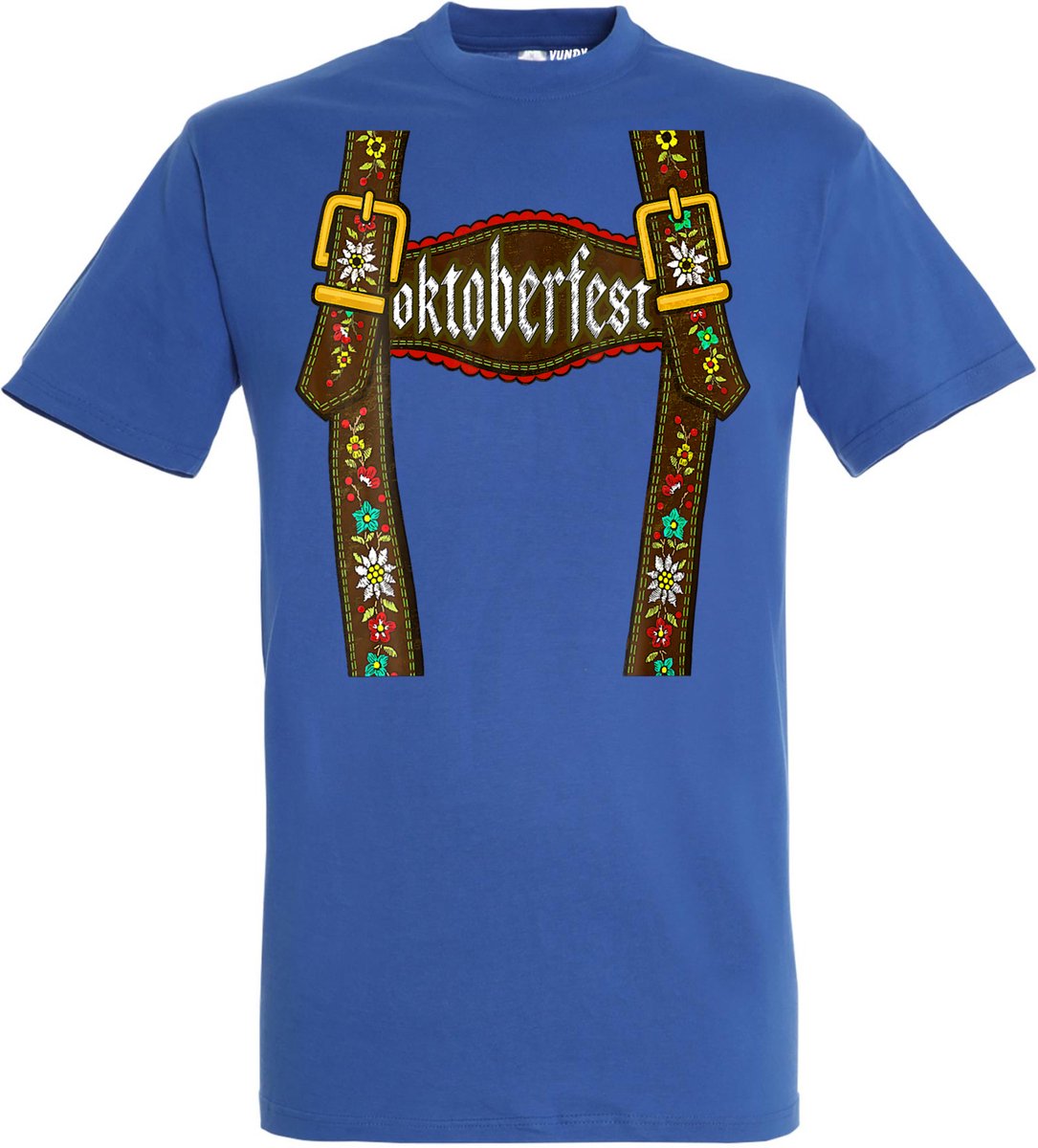 T-shirt Lederhosen man | Oktoberfest dames heren | Tiroler outfit | Blauw | maat XXL